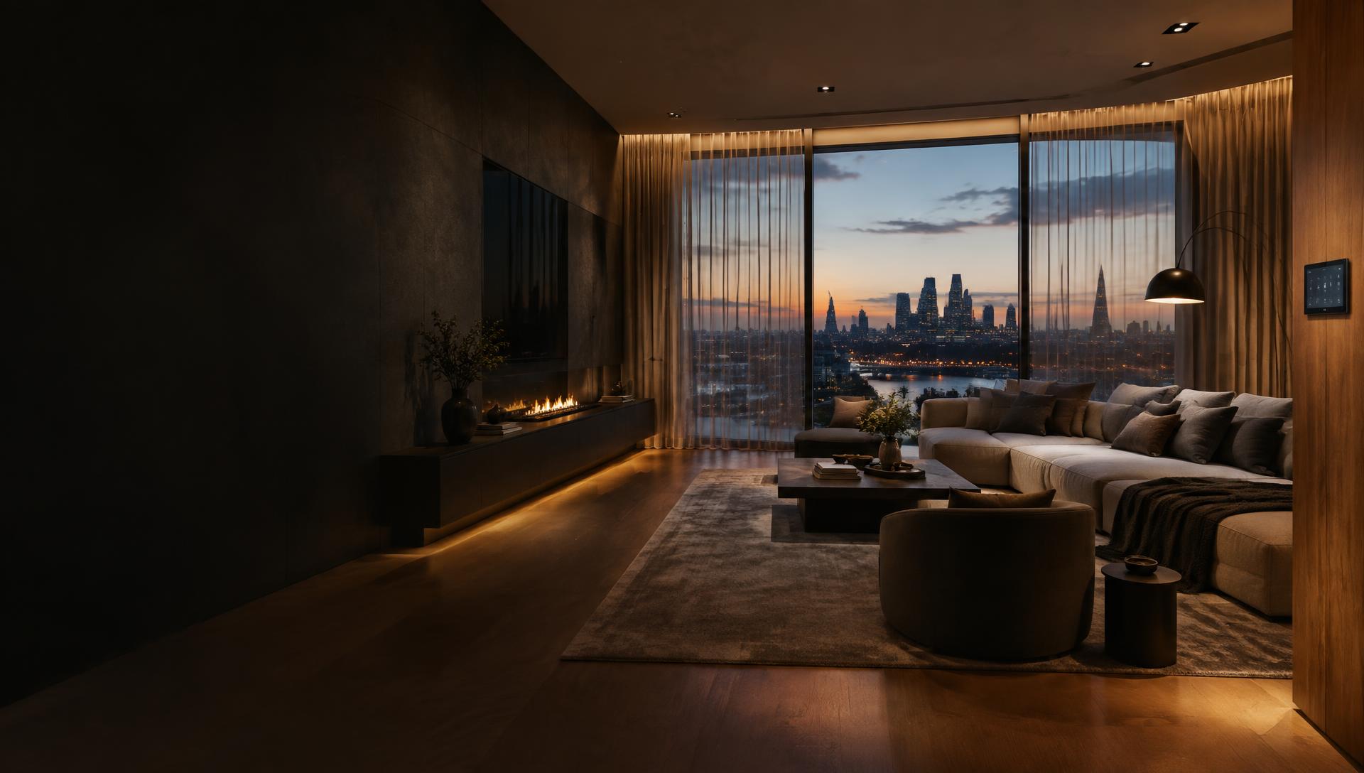 Contemporary London home with integrated lighting, shading and smart home control